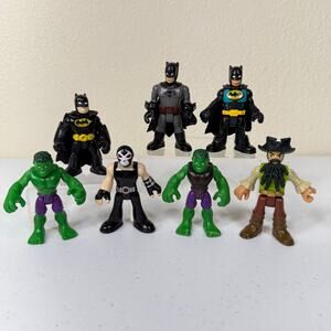 Fisher Price Imaginext DC Super Friends Batman Playskool Marvel Heroes Hulk Lot